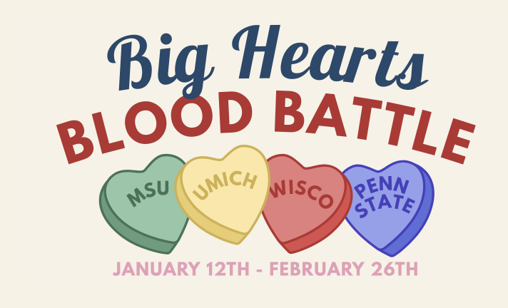 Big Hearts Blood Battle, Michigan vs MSU, Wisconsin, and Penn State